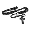 Image of Catholic natural Wooden Prayer Beads Black Rosary with Crucifix from Jerusalem 20"