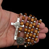 Image of Rosary Wooden Beads w/ Metal Cross Decor and Order of Saint Benedict 21,5"