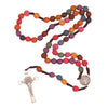 Image of Multicolored Rosary Prayer Beads Christian Order of St. Benedict Crucifix Necklace 19"