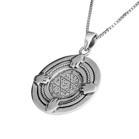 Pendant Seventh Pentacle of Mars Guardian & Protection Seal of King Solomon Amulet Silver 925