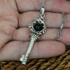 Image of Key of the Soul Against the Evil Eye Pendant Amulet with Tourmaline Stone from Silver 925