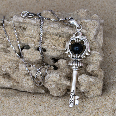 Key of the Soul Against the Evil Eye Pendant Amulet with Tourmaline Stone from Silver 925