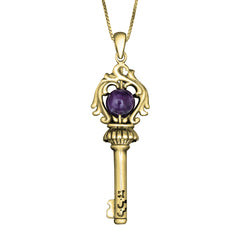 Pendant Key of the Soul for Health Amulet with Amethyst Stone from Silver 925