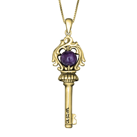 Pendant Key of the Soul for Health  Amulet with Amethyst Stone from Silver 925
