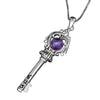 Image of Pendant Key of the Soul for Health  Amulet with Amethyst Stone from Silver 925