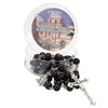 Image of Aroma Wooden Black Rosary w/ Jerusalem Cross Crucifix in Box from Holy Land Gift 18,5"