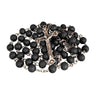 Image of Aroma Wooden Black Rosary w/ Jerusalem Cross Crucifix in Box from Holy Land Gift 18,5"