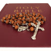 Image of Aroma Wooden Rosary w/Jerusalem Cross Crucifix in Box from Holy Land Gift 18,5"