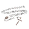 Image of White Aroma Wooden Rosary w/ Jerusalem Cross Crucifix in Box from Holy Land Gift 18,5"