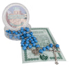 Image of Aroma Blue Wooden Rosary w/Jerusalem Cross Crucifix in Box from Holy Land Gift 18,5"