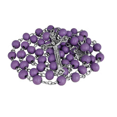 Aroma Wooden Violet Rosary Beads w/Jerusalem Cross Crucifix in Box from Holy Land Gift 18,5