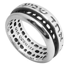 Rotating Ring w/ Jewish Prayer Kabbalah Shema Israel Handmade Talisman Silver 925