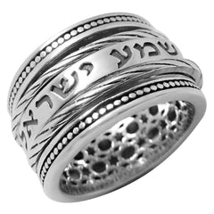 Blessing Rotating Ring w/ Jewish Prayer Judaica Handmade Talisman Silver 925