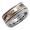 Image of Rotating Ring w/ Jewish Prayer Silver Handmade Judaica Amulet 925 & Gold 9K Stripe