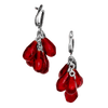 Image of Israel Handmade Earrings Red Glass & Sterling Silver Lampwork Pomegranate Seeds 1,8"