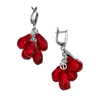 Image of Israel Handmade Earrings Red Glass & Sterling Silver Lampwork Pomegranate Seeds 1,8"