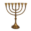 Image of Classic Vintage Brass Gold Branch Menorah Gift Décor Jewish Base Pewter
