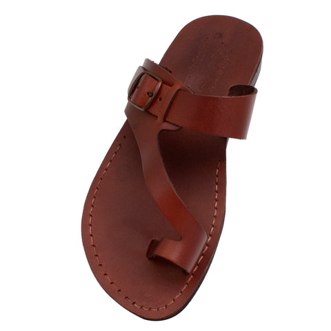 Men's Biblical Style Orthopedic Sandals Genuine Camel Leather Stripes from Jerusalem 6-13US
