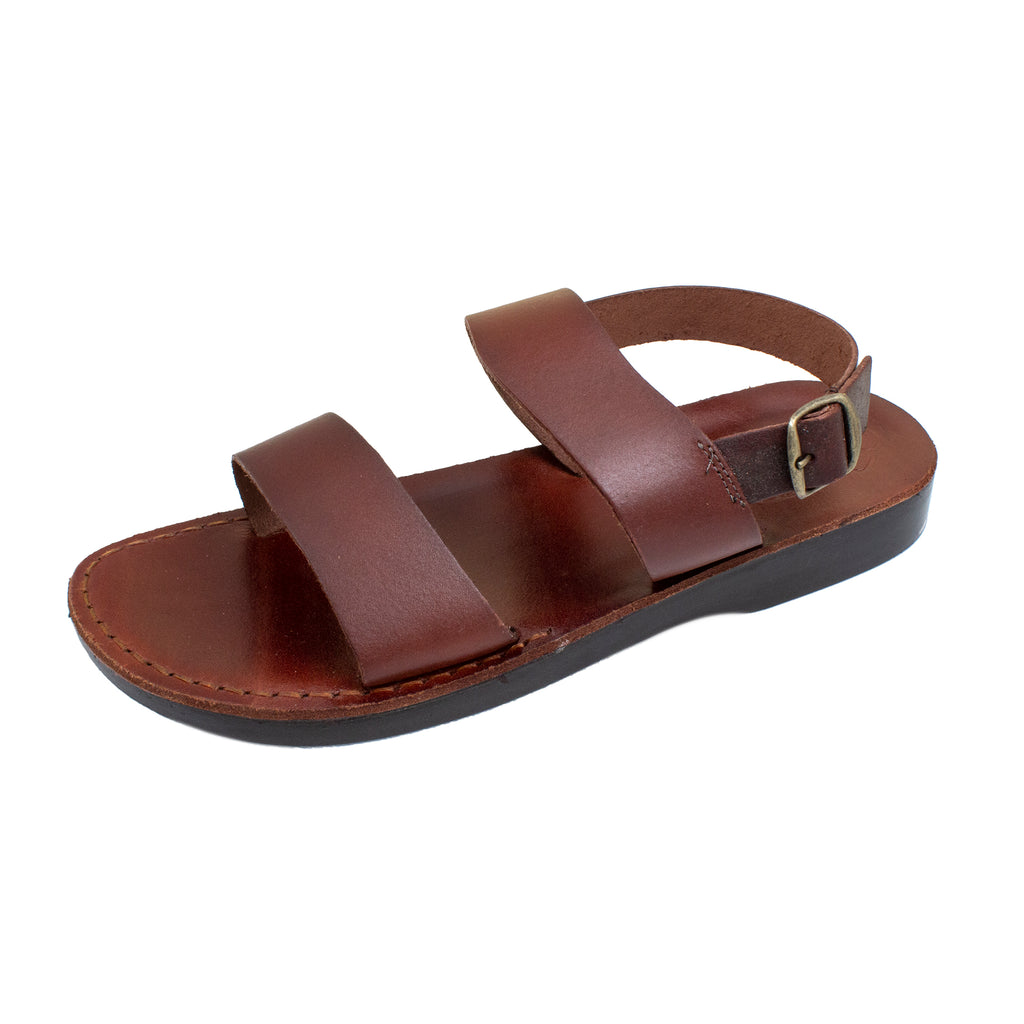 Men's Biblical Antique Style Sandals Genuine Camel Leather Wide Stripes from Jerusalem 6-13US