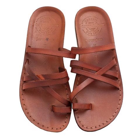 Women's Antique Sandals Natural Genuine Camel Leather 5 Straps from Jerusalem 5-11US