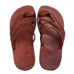 Summer Women's Sandals Natural Genuine Camel Leather 4 Straps from Jerusalem