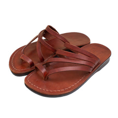 Summer Women's Sandals Natural Genuine Camel Leather 4 Straps from Jerusalem
