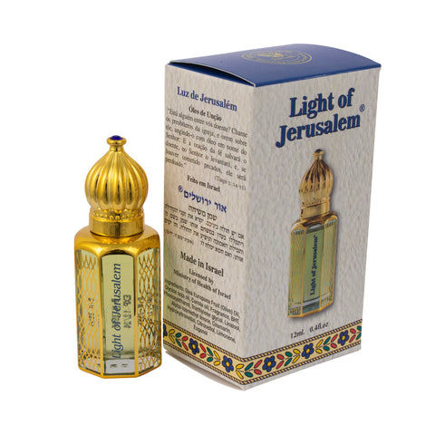 Light of Jerusalem Consecrated Anointing Oil by Ein Gedi Holy Aromatic Prayer Bible from Holy Land Jerusalem Spiritual Roll-on Applicator Octagonal Glass bottle