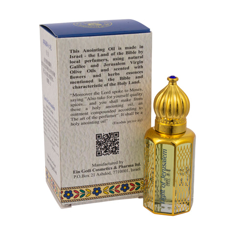 Light of Jerusalem Consecrated Anointing Oil by Ein Gedi Holy Aromatic Prayer Bible from Holy Land Jerusalem Spiritual Roll-on Applicator Octagonal for Prayers