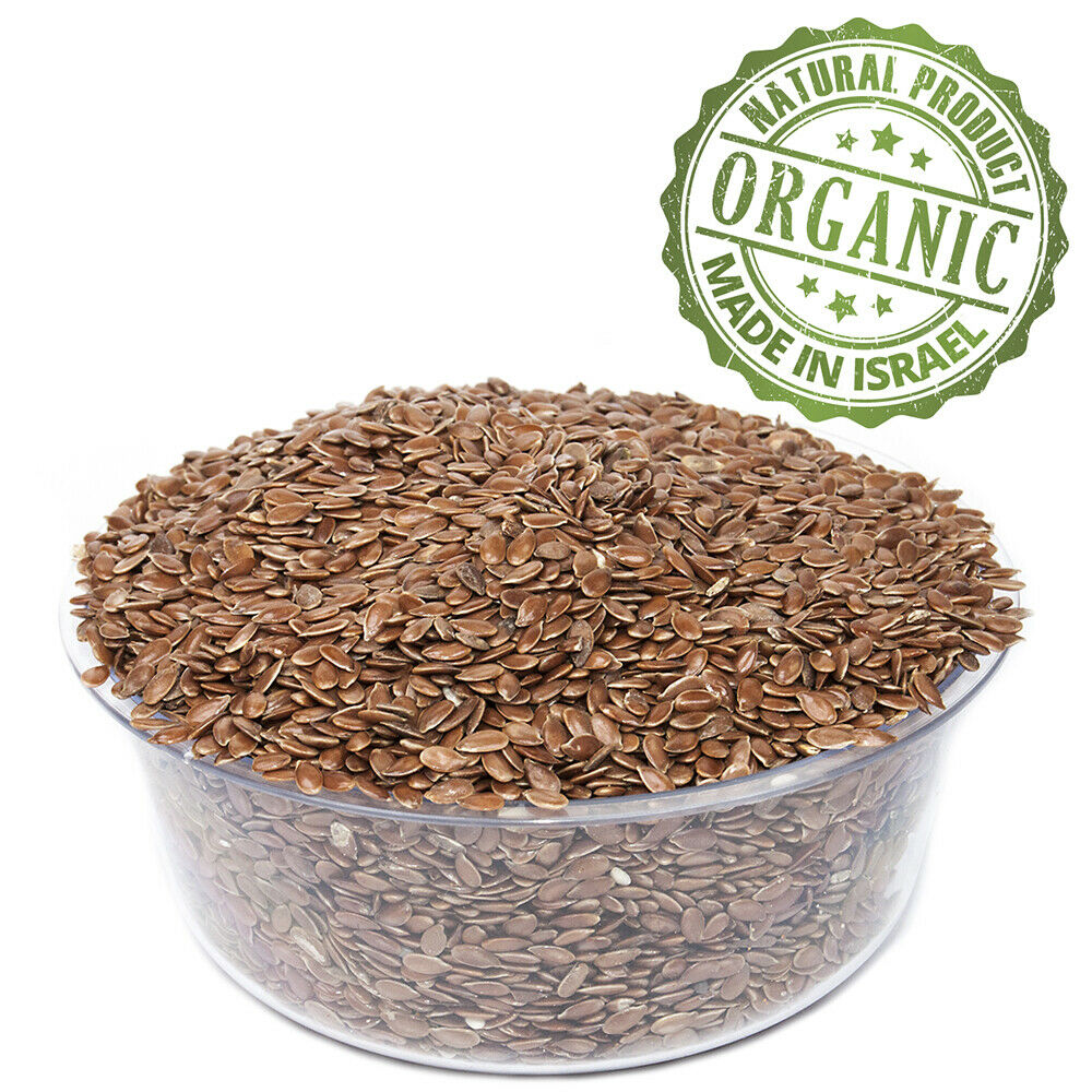 Organic Whole Flax Seeds Brown Grain Linseed Kosher Natural Premium Quality 100-1900 gr