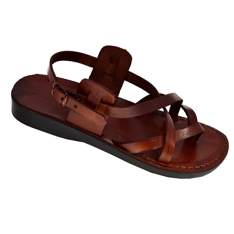 Unisex Jerusalem Biblical Style Sandals Genuine Camel Leather Toe Stripes 5-13 US