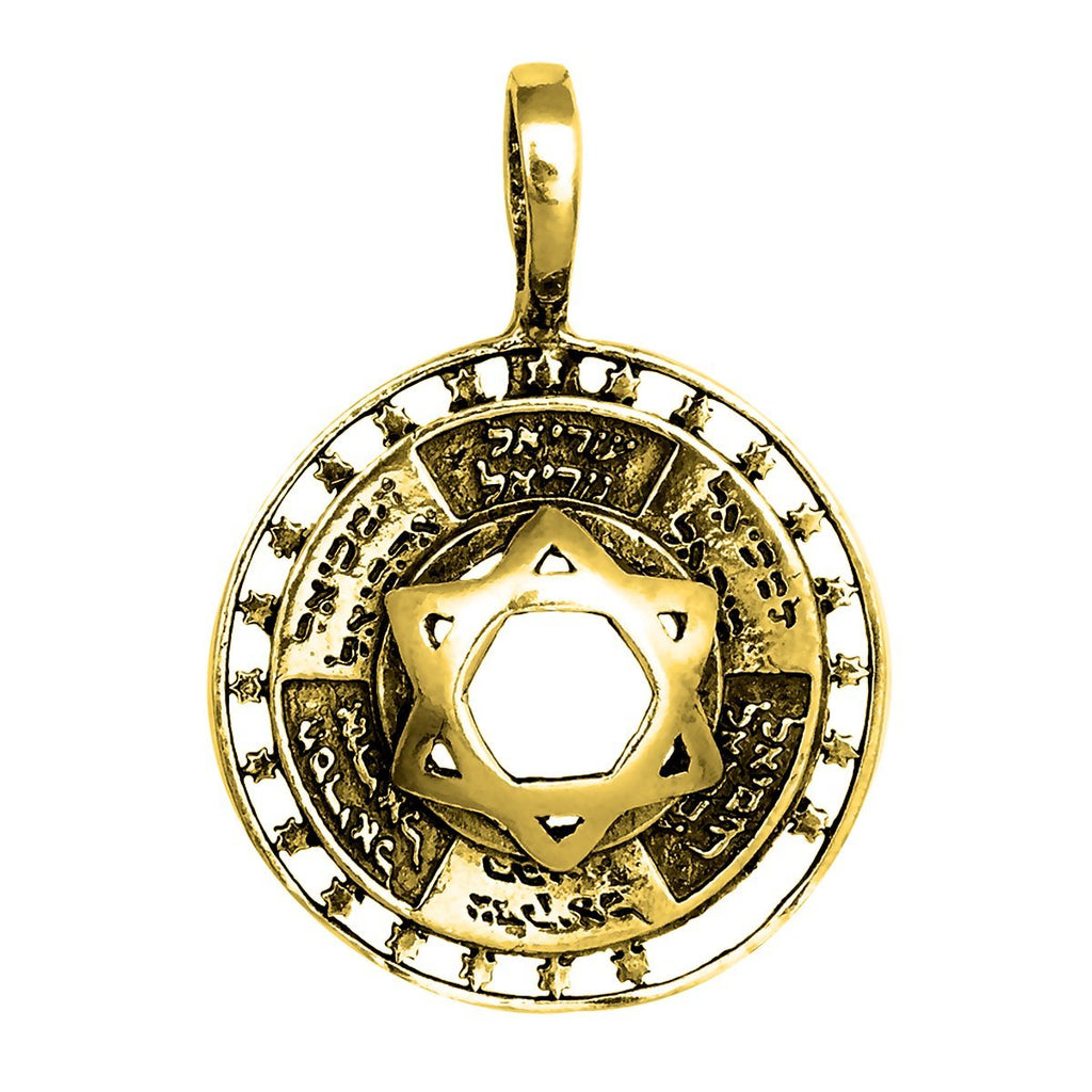 Pendant - Silver 925 Jewish Magen David Pendant Names Of 12 Angels Star Of David Judaica Ø 1.1"