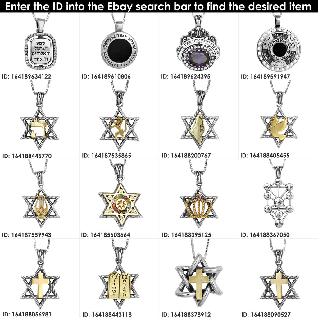 Kabbalah Pendant Star of David Hoshen 12 Tribes Crystals CZ Silver 925 & Gold 9K