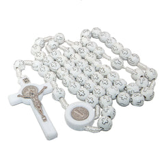 White Rosary Beads Decorated with Cross Decor with Order of Saint Benedict 20