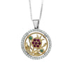 Image of Pendant Pomegranate w/ Red Garnets & White Crystal CZ Sterling Silver & Gold 9K