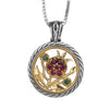 Image of Pendant Pomegranate w/Red Garnets Gemstone Sterling Silver & Gold 9K Jewelry