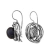 Image of Handmade Sterling Silver Earrings w/Natural Black Pearl from Israel 1,27"
