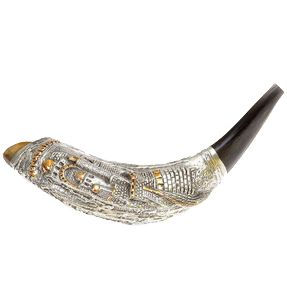 Natural Kosher Jewish Silver Plated Shofar Ram Horn 17 - 19"(40-44 cm) Israel