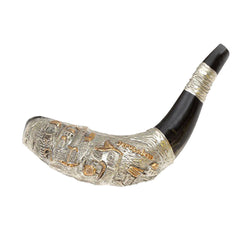 Natural Kosher Jewish Silver Plated Shofar Ram Horn 15 - 17