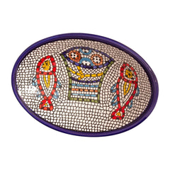 Armenian Ceramic Bowl Tabgha Décor Loaves and Fish Mosaic Colourful 16.5x11.5cm