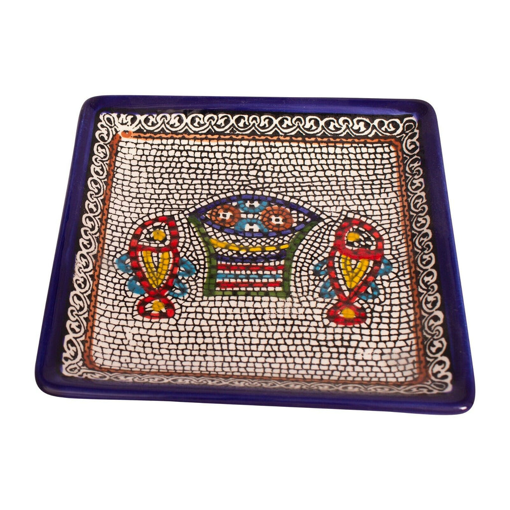 Armenian Ceramic Tray Tabgha Décor Loaves and Fish Mosaic Colourful