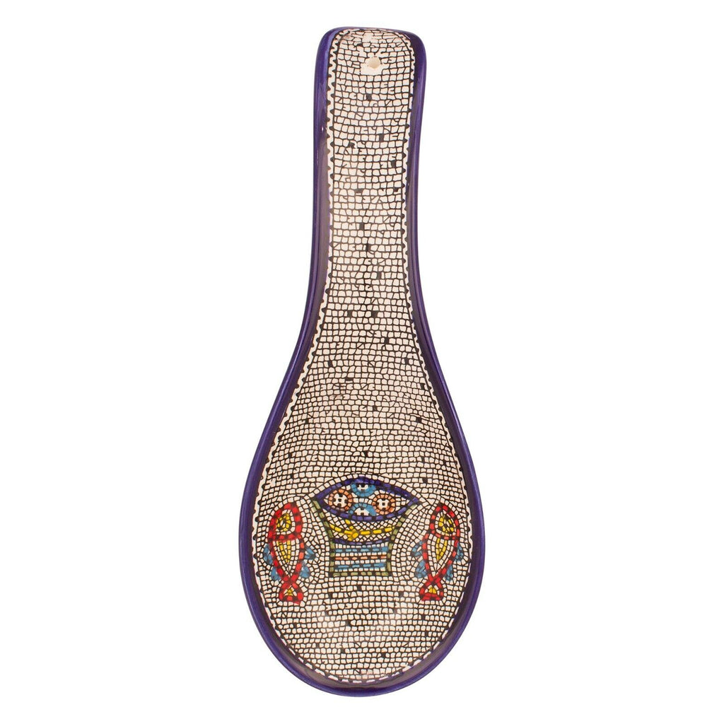 Spoon-Shaped Armenian Ceramic Bowl Tabgha Décor Loaves and Fish Bread-2
