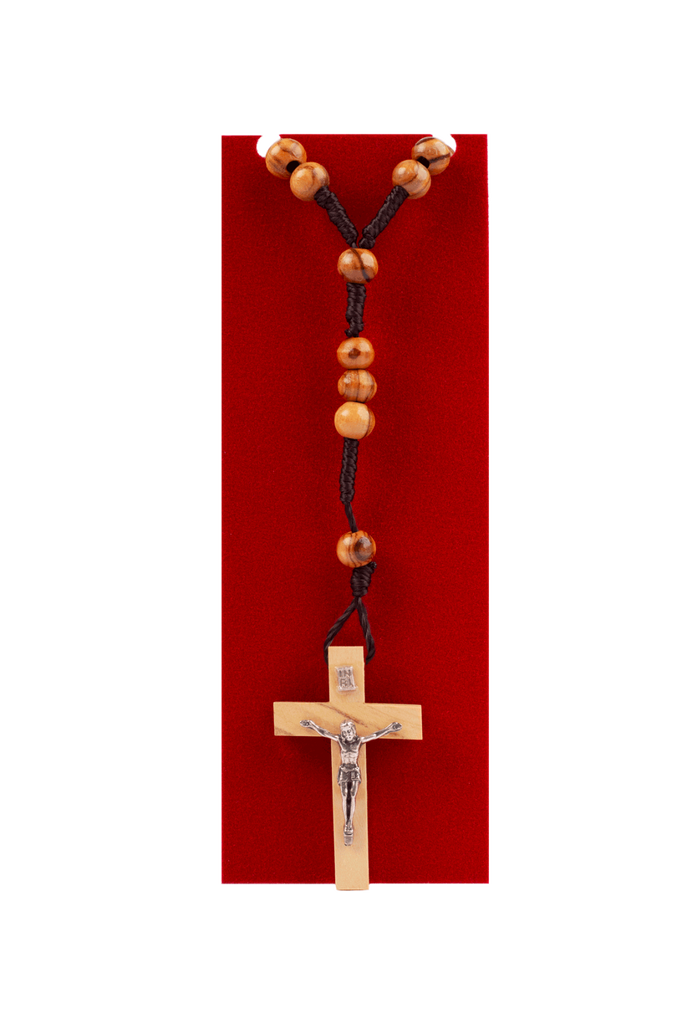 Catholic Rosary Beads Olive Wood Сrucifixion Handmade Necklace Bethlehem -3