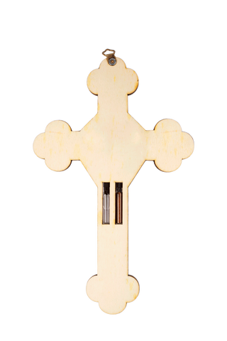 Handmade Wooden Christian Cross Ornament Holy Soil and Water Wall Décor-3