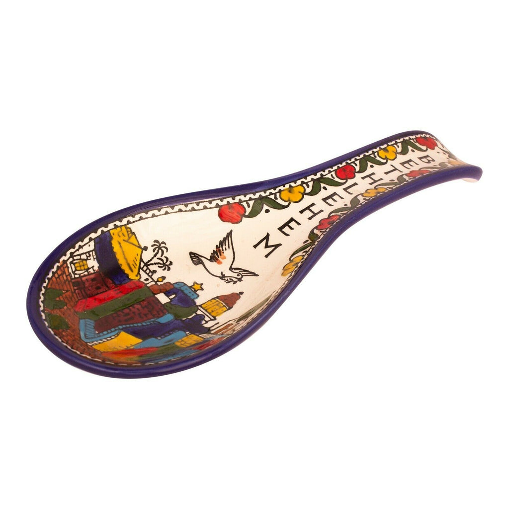 Spoon shaped Armenian Ceramic Bowl Pottery Panoramic Bethlehem Décor - 2