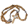 Image of Rosary Prayer Beads Olive Wood Christian Order of St. Benedict Crucifix Necklace 17,5"
