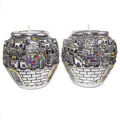 Candle Holders Jerusalem Ball Silver Plated 925 Electroforming Candlesticks 3.5