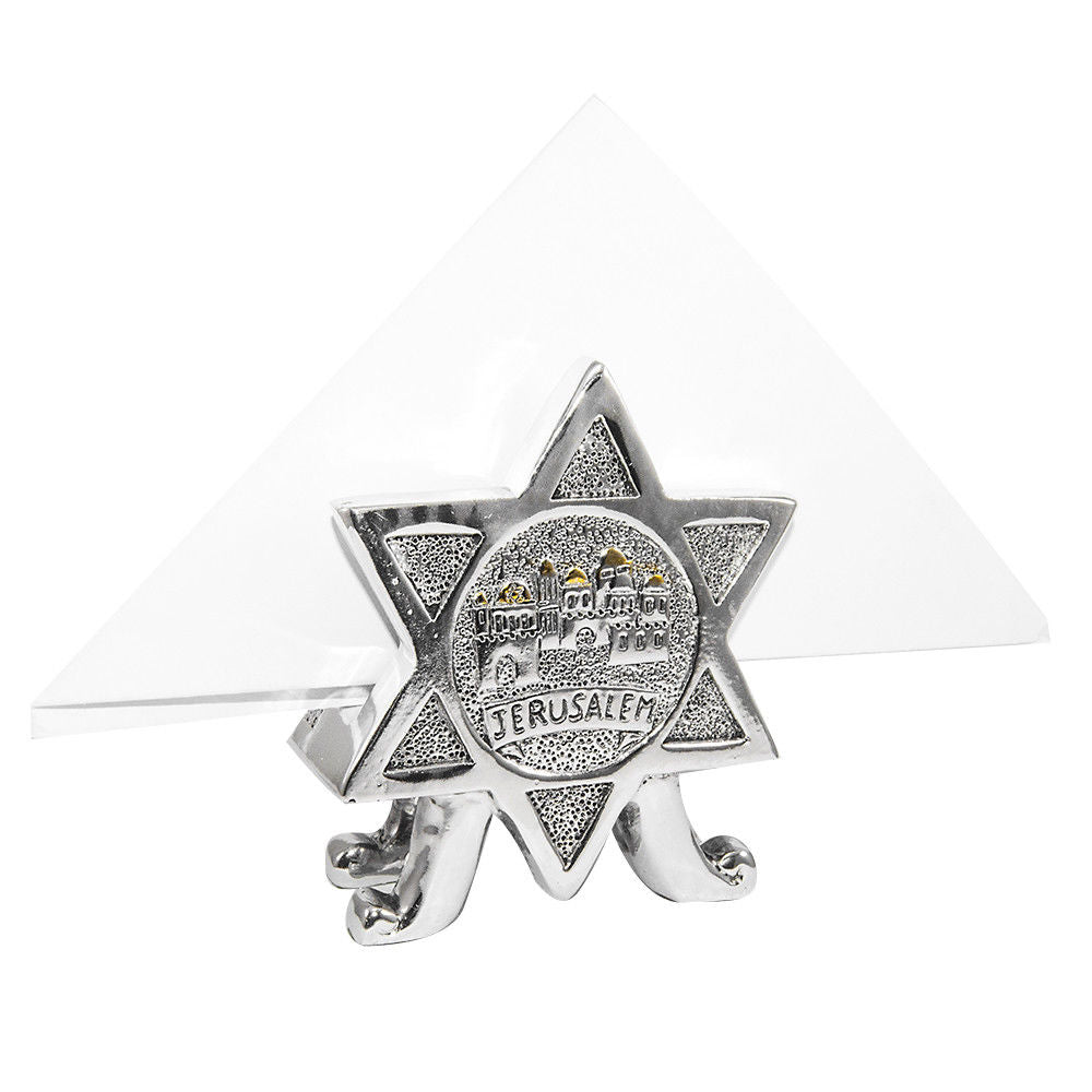 Napkin Holder Hoshen 12 Tribes Israel Star of David 925 Silver plated 3.5"