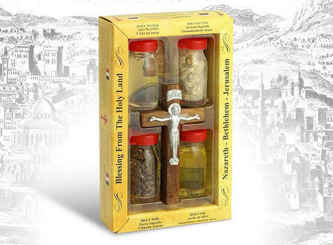 Blessing Set Holy Oil From Holy Land Pure Water Earth Insence Cross 4.7oz/134gr