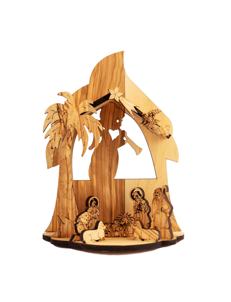 Christmas Nativity Carved Scene Olive Wood Handmade Bethlehem Jerusalem-2