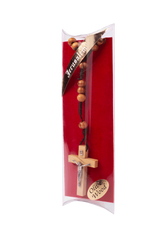 Catholic Rosary Beads Olive Wood Сrucifixion Handmade Necklace Bethlehem 15.5